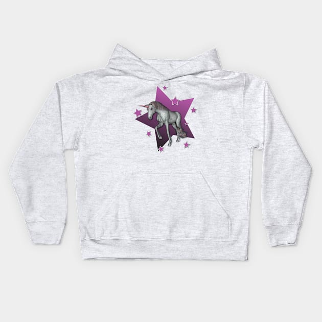 Purple Unicorn Stars Kids Hoodie by AlondraHanley